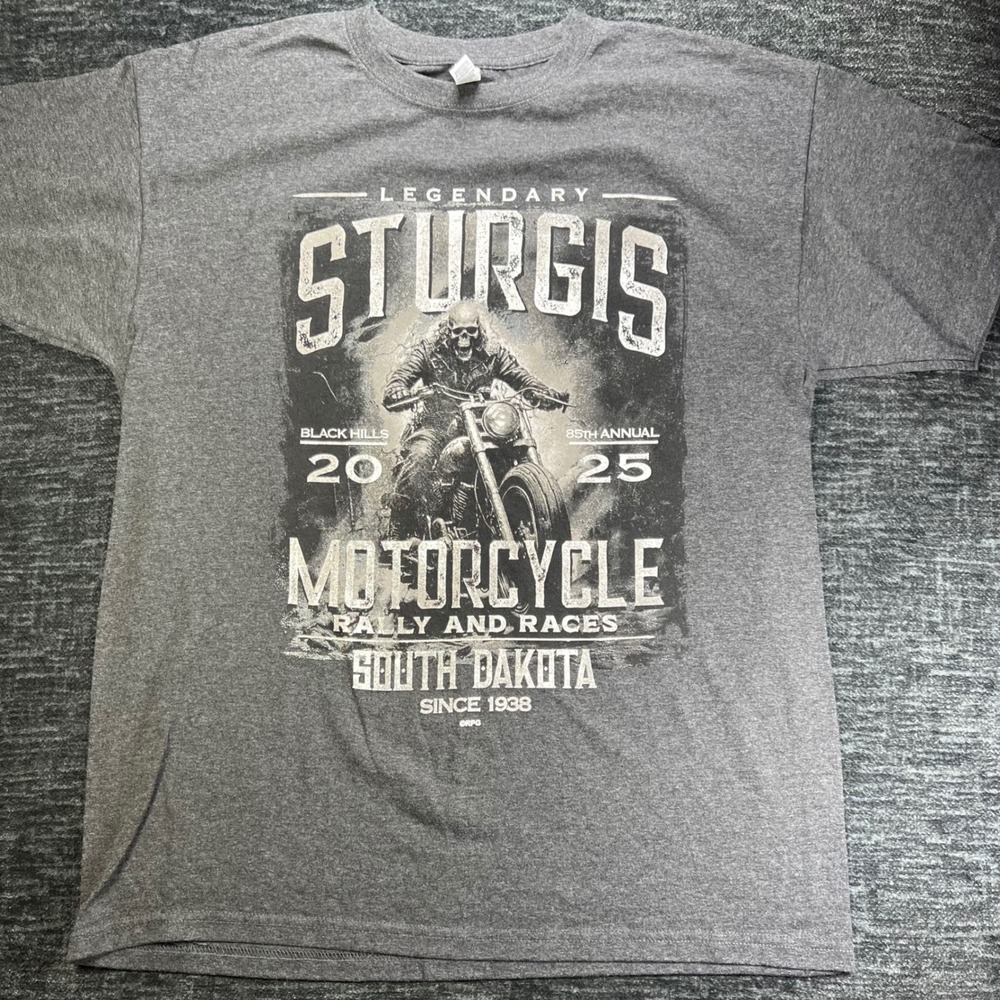 M&O Gold Sturgis Motorcycle Rally T-Shirt Mens L Gray 2025 85th Annual Biker Tee